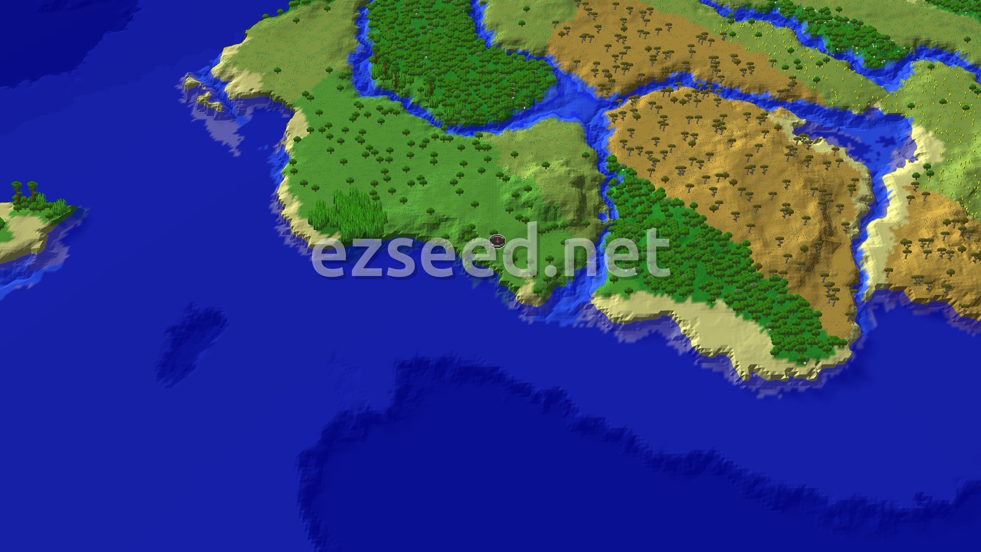 Aerial Minecraft seed map — Bamboo Jungle Adventure Near Spawn