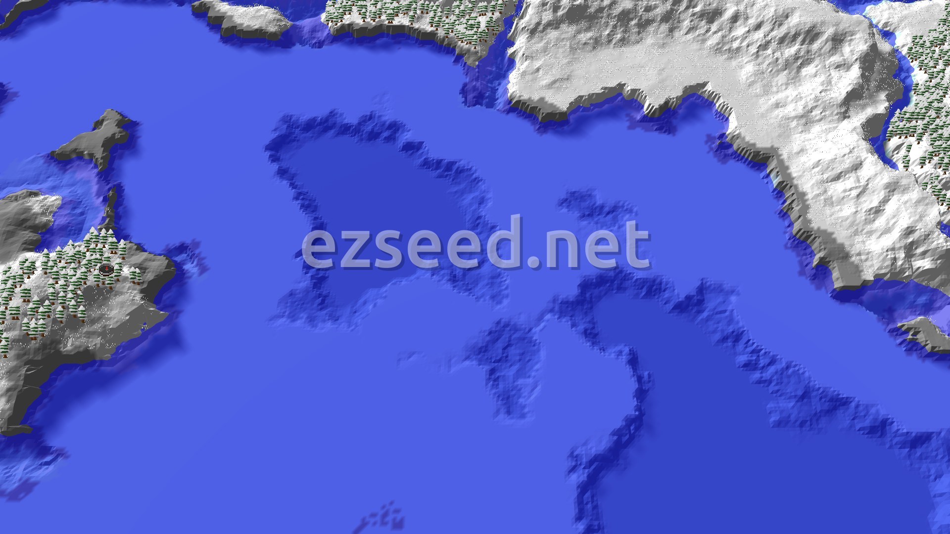 Aerial Minecraft seed map — Frozen Ocean and Icy Shores: A Cold Start World