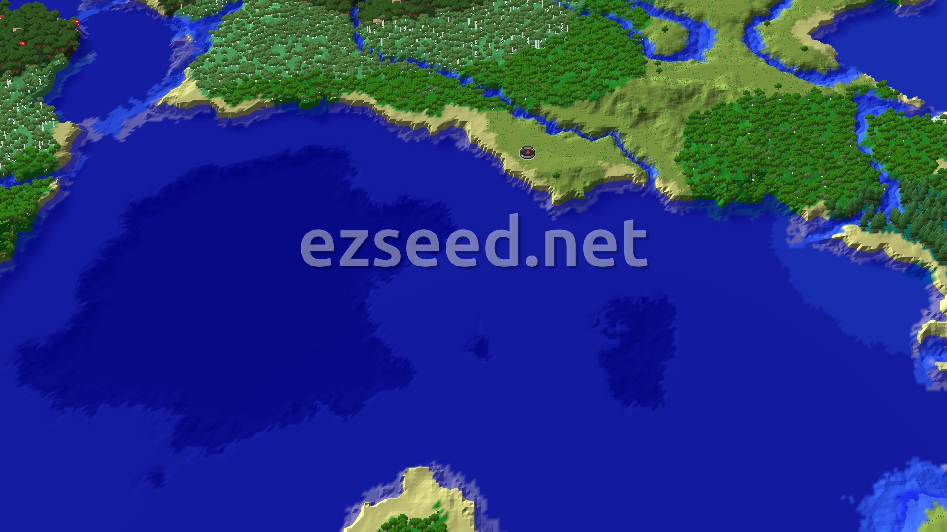 Aerial Minecraft seed map — Ocean Exploration With Coastal Forests and Chambers