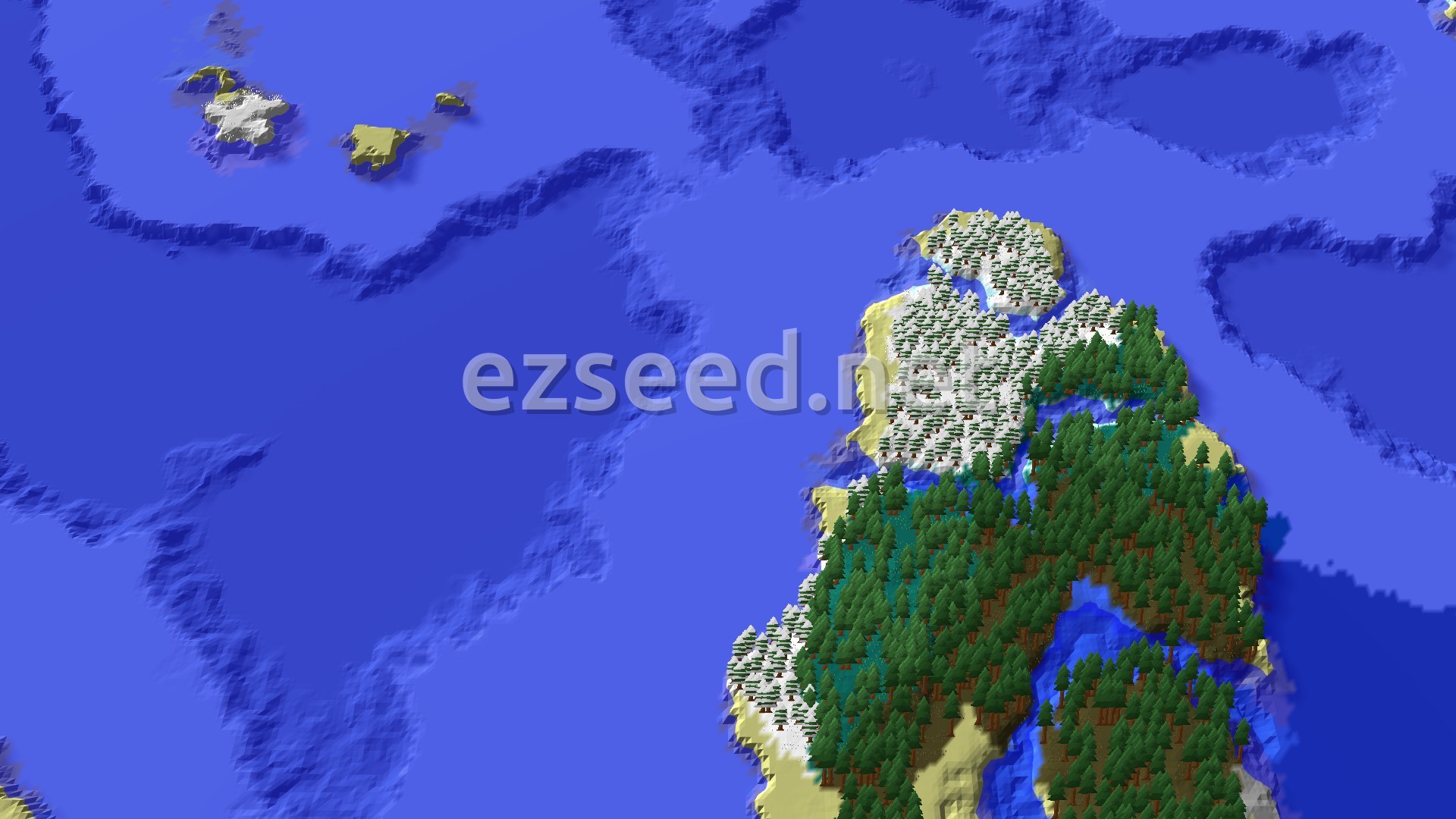 Aerial Minecraft seed map — Spawn in a Spruce Taiga with Fast Structure Access