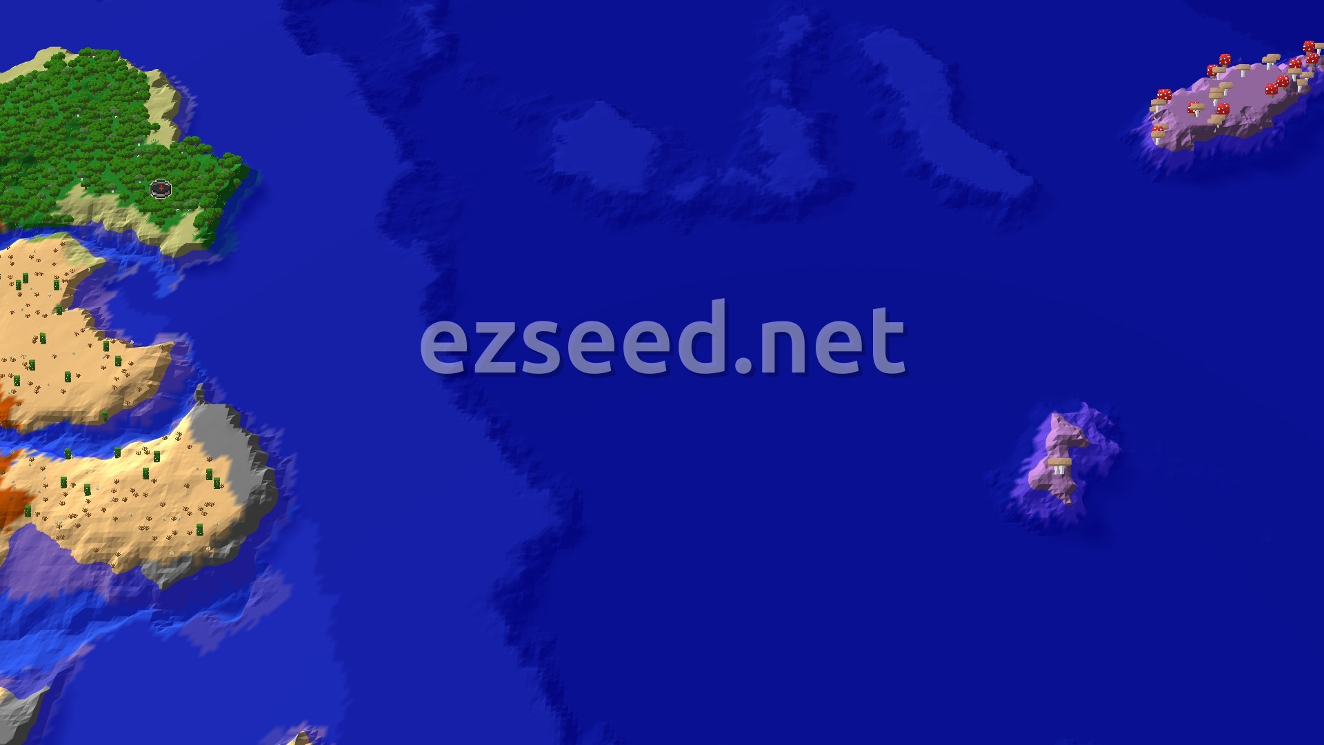 Aerial Minecraft seed map — Spawn Near Eroded Badlands and Coastal Structures