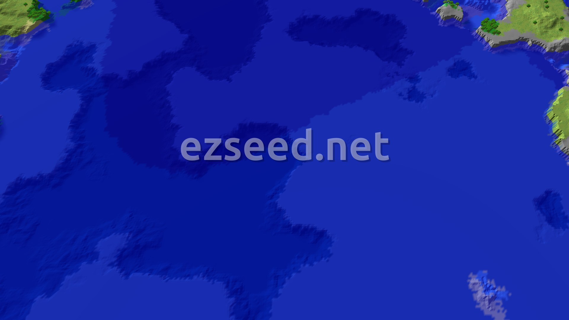 Aerial Minecraft seed map — Ocean Monument and Trail Ruins Near Taiga Spawn