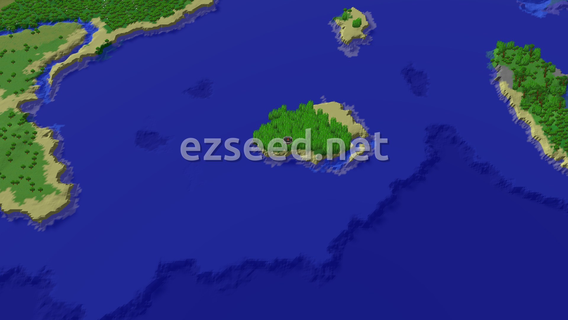 Aerial Minecraft seed map — Jungle Temple Island Spawn in an Ocean World