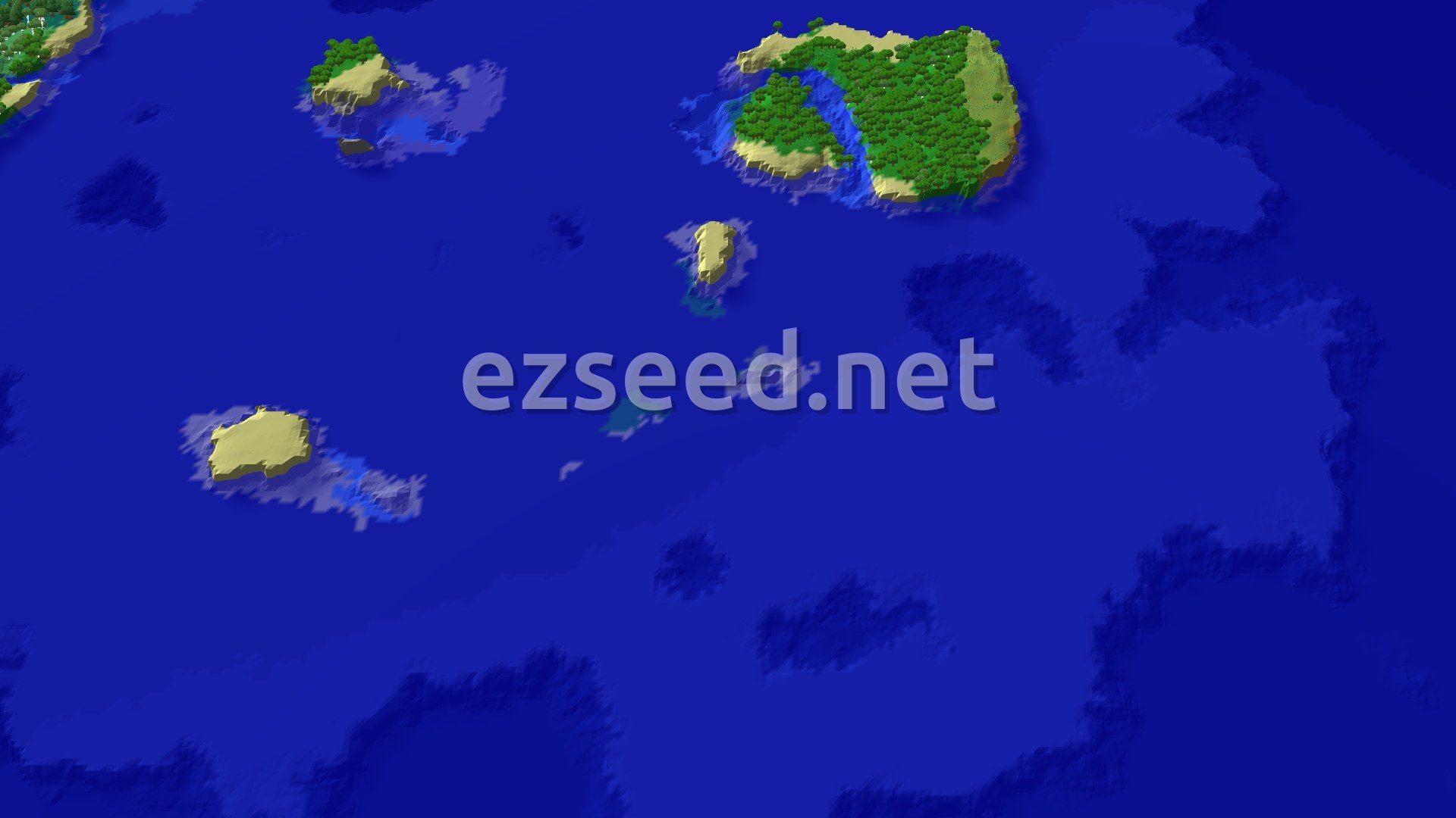 Aerial Minecraft seed map — Island Start with Nearby Ocean Adventures