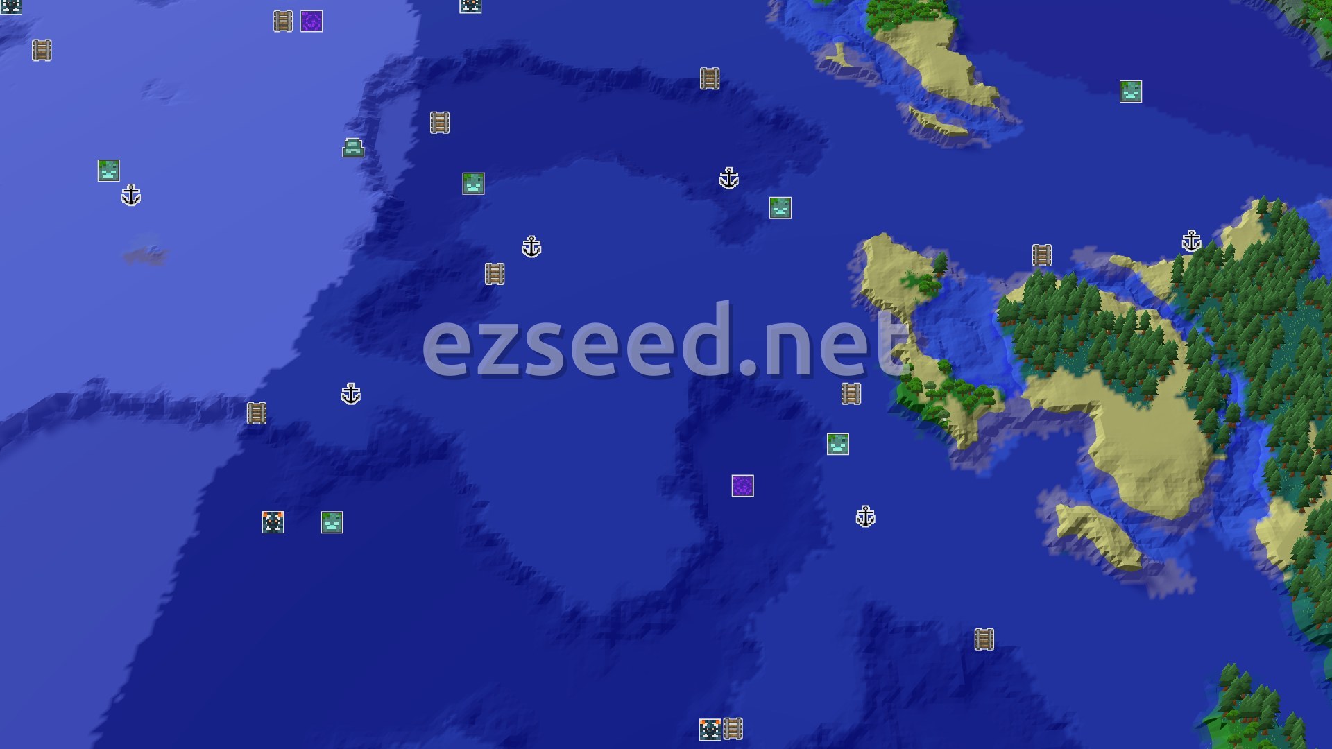 Aerial Minecraft seed map — A Modest Start with Quick Underground Access
