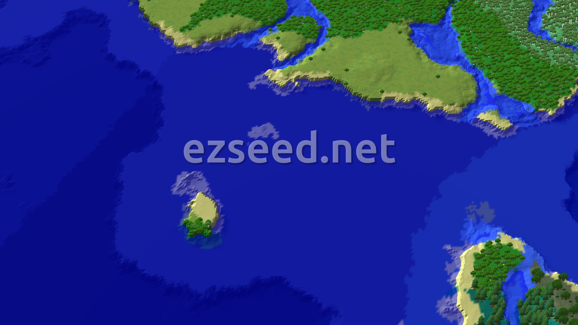 Aerial Minecraft seed map — Spawn in Taiga, Find a Village Near the Ocean