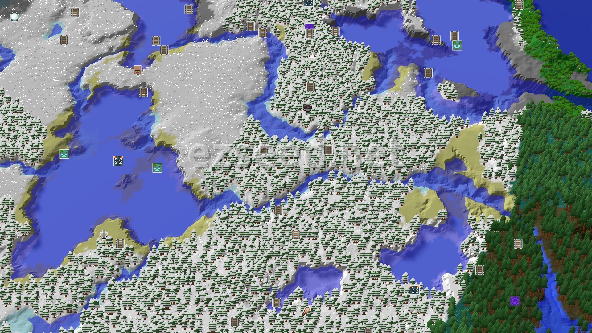 Aerial Minecraft seed map — A Cold Start With Close Trial Chambers