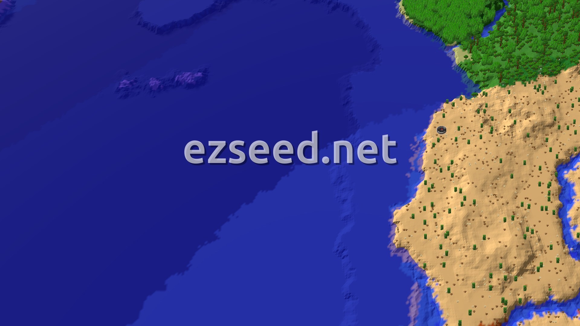 Aerial Minecraft seed map — A Desert Start with Fast Ocean Access