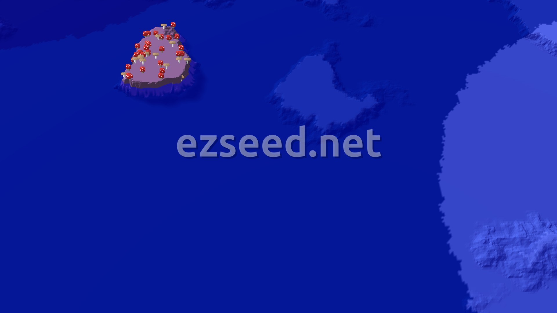Aerial Minecraft seed map — Mushroom Island Offshore, Trial Chambers Near Spawn