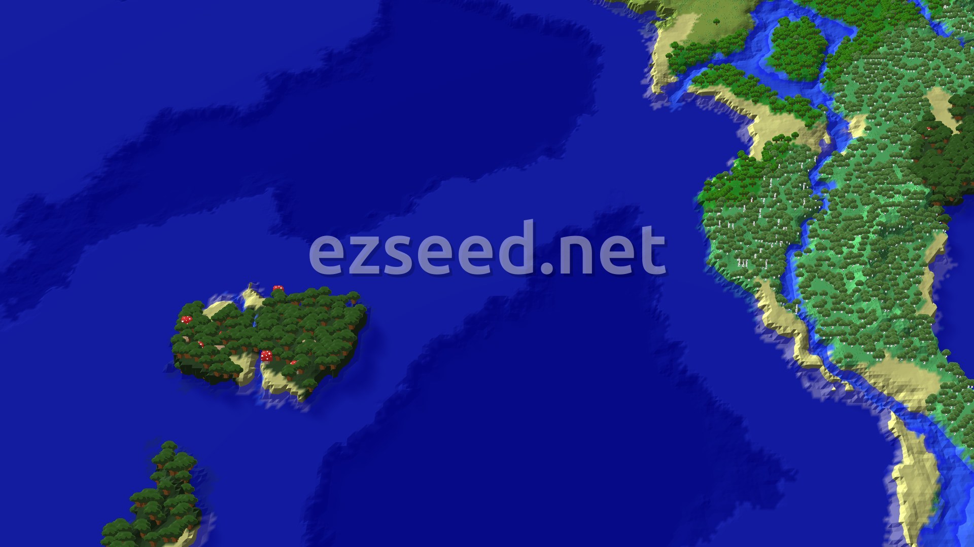 Aerial Minecraft seed map — Spawn Near Trial Chambers and Varied Biomes