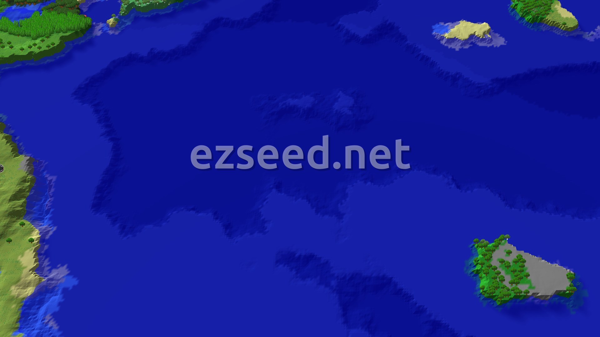 Aerial Minecraft seed map — Jungle Temple and Ocean Monument Near Spawn