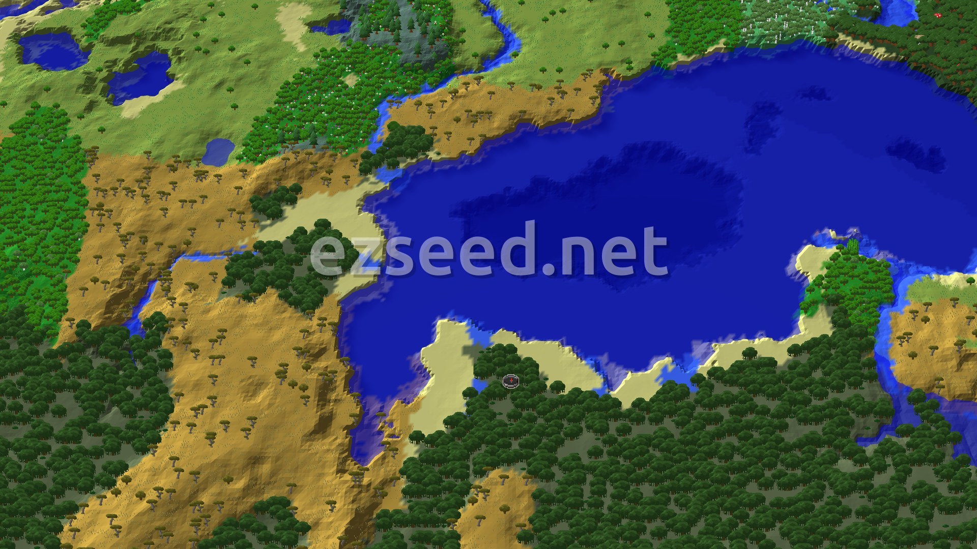 Aerial Minecraft seed map — Mangrove Swamp Spawn with Nearby Trial Chambers