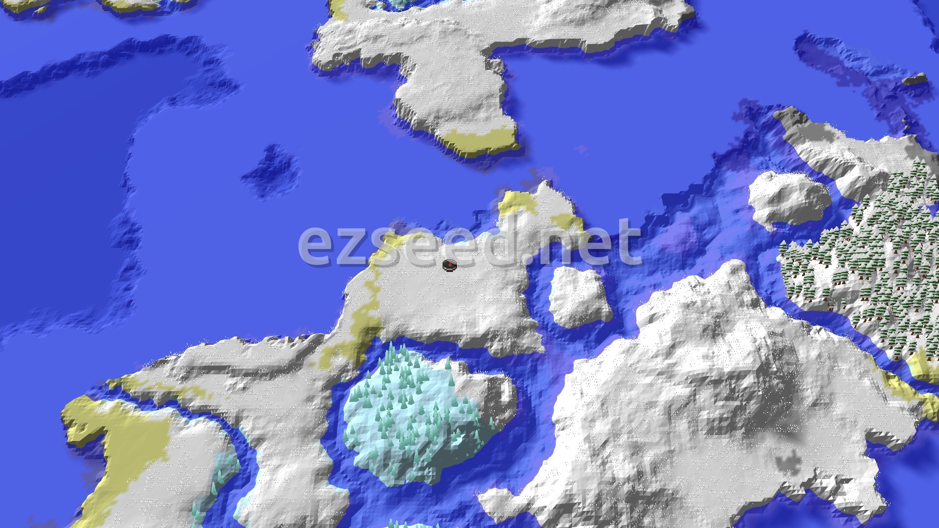 Aerial Minecraft seed map — A Freezing Start to an Icy World