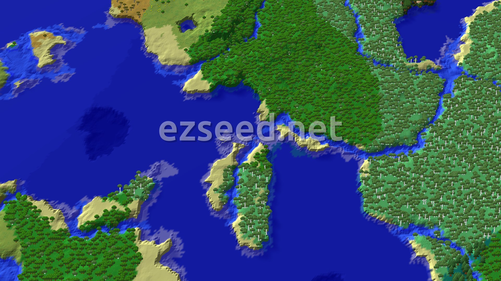 Aerial Minecraft seed map — A Modest Plains Spawn with Nearby Ocean Ruins