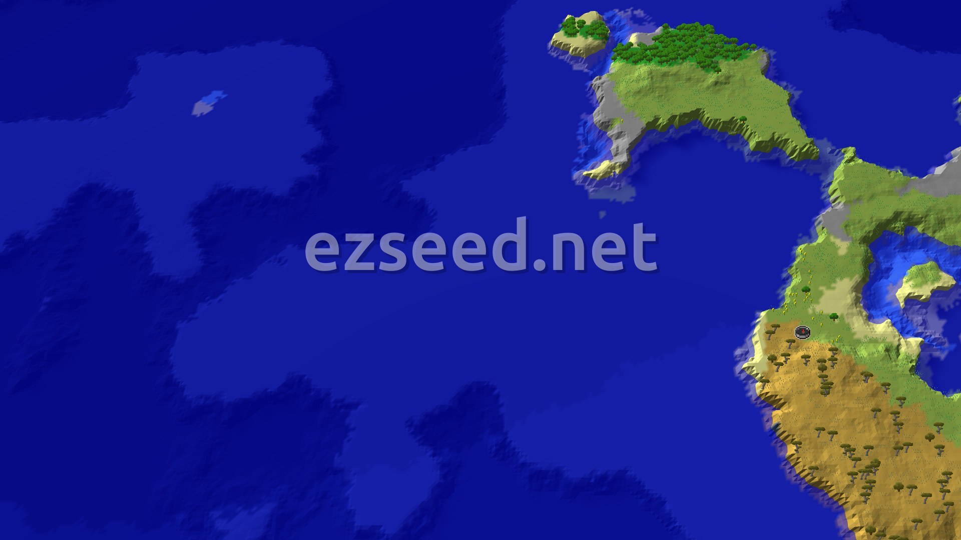Aerial Minecraft seed map — Savanna Spawn with Close Trial Chambers
