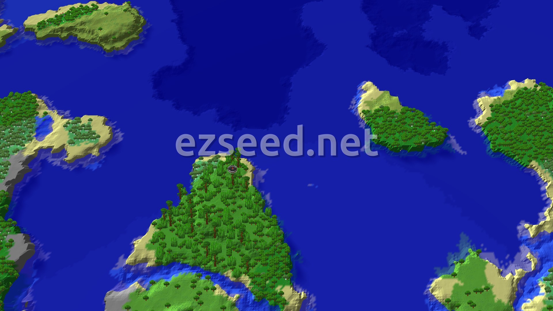 Aerial Minecraft seed map — Jungle Island Start with Fast Nether Access