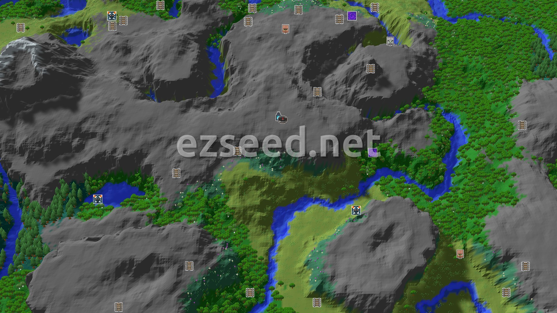 Aerial Minecraft seed map — Ancient City Spawns Right Under Your Feet