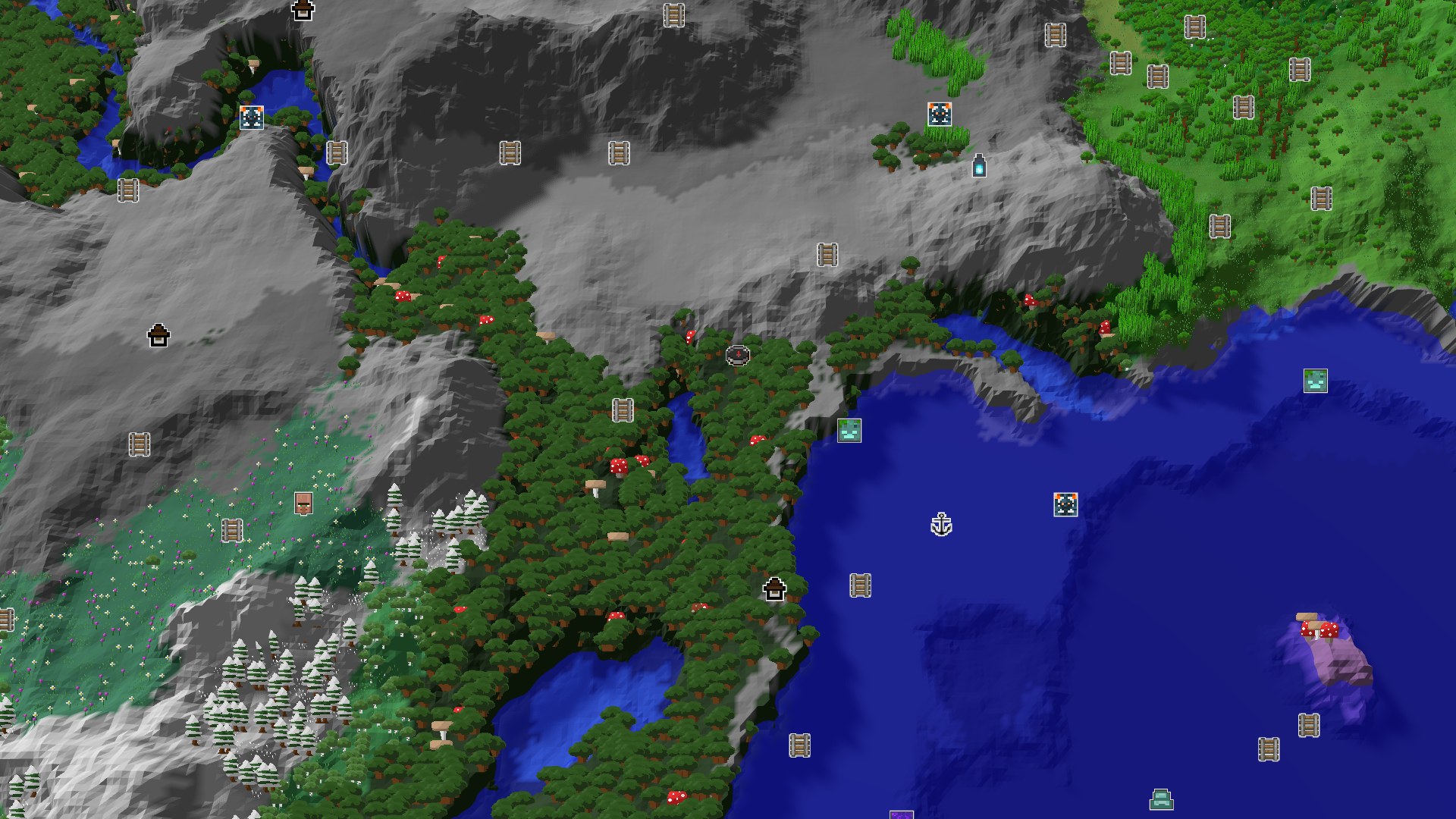 Aerial Minecraft seed map — A Dark Forest Start With Hidden Depths