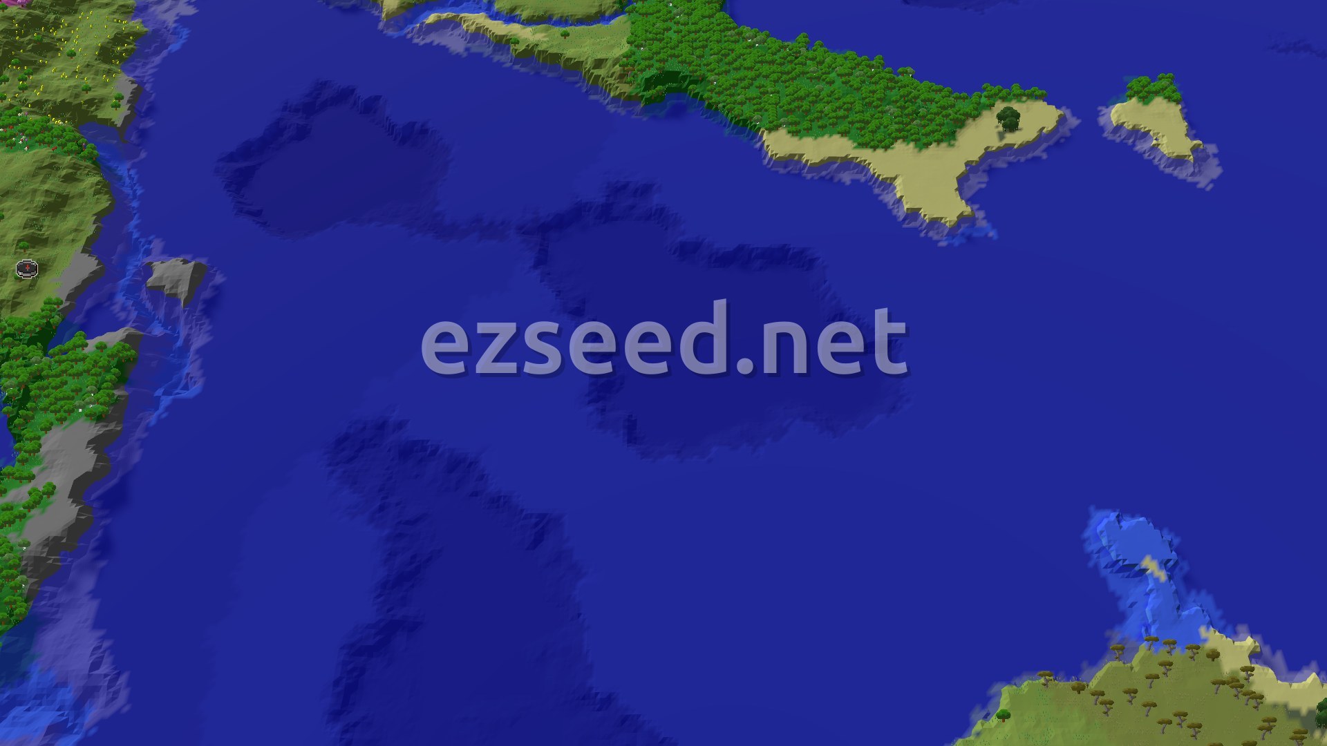 Aerial Minecraft seed map — Mountains and a Hidden Valley: A Seed for Exploration