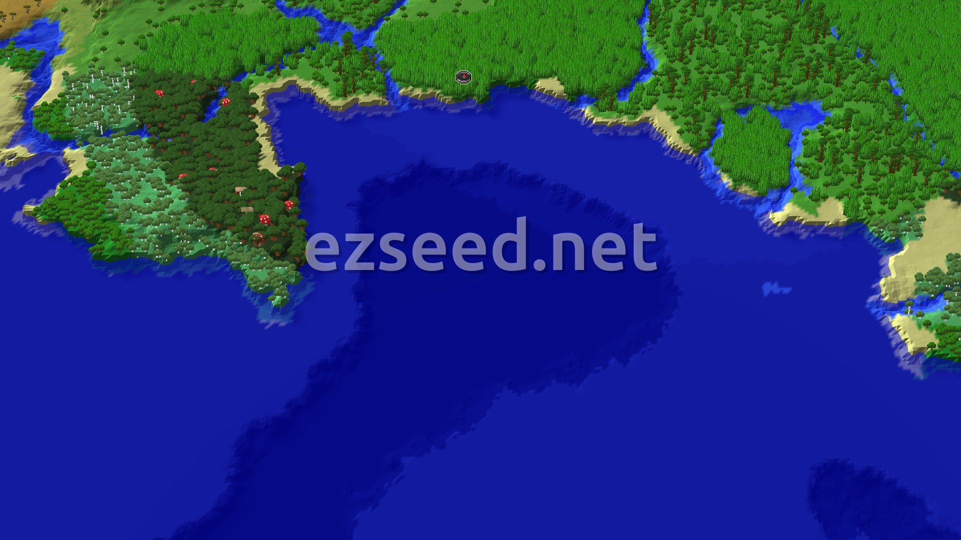 Aerial Minecraft seed map — Bamboo Jungle Spawn with Nearby Trial Chambers