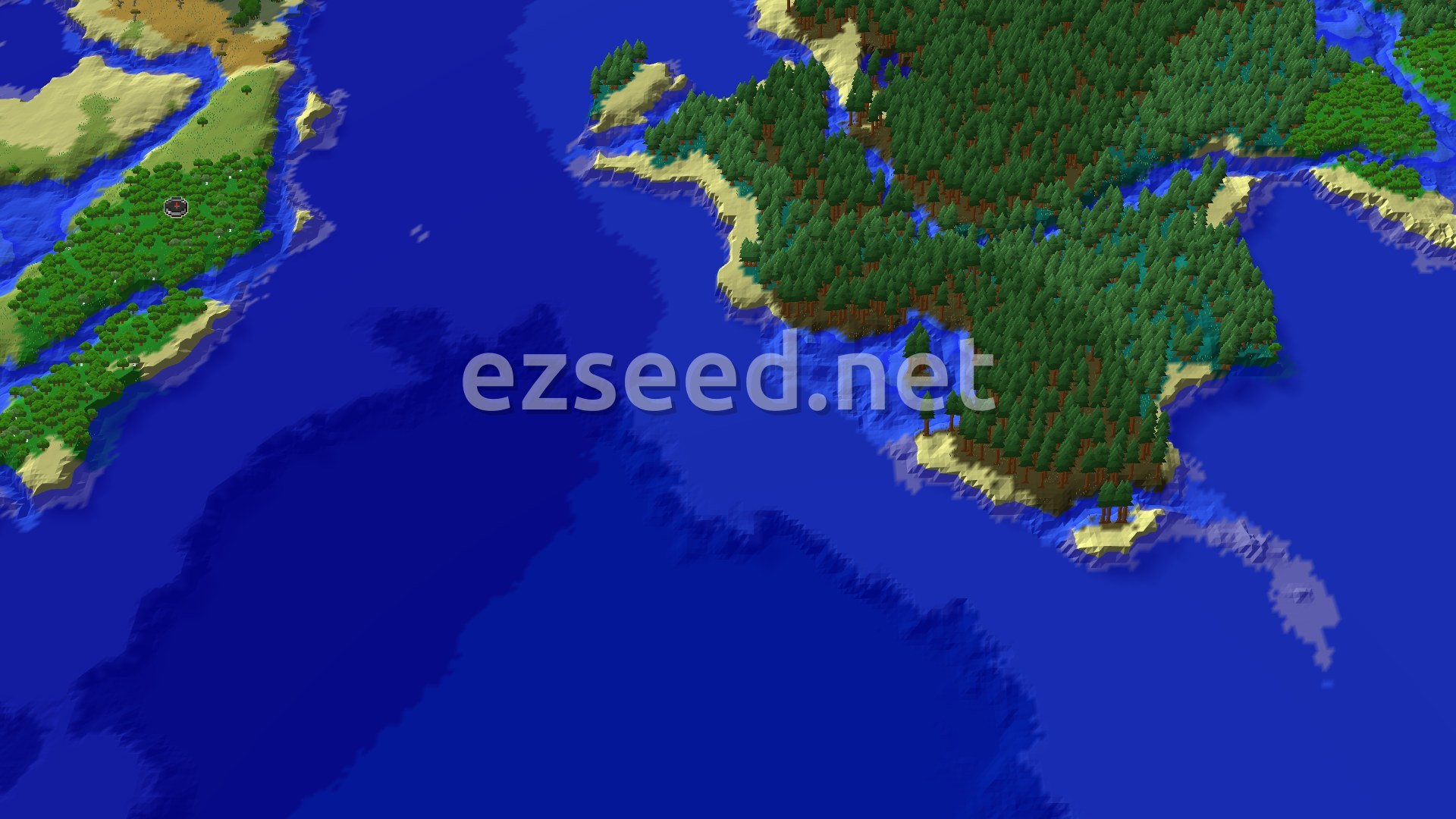 Aerial Minecraft seed map — Forest and Ocean Start with a Nearby Trial Chambers