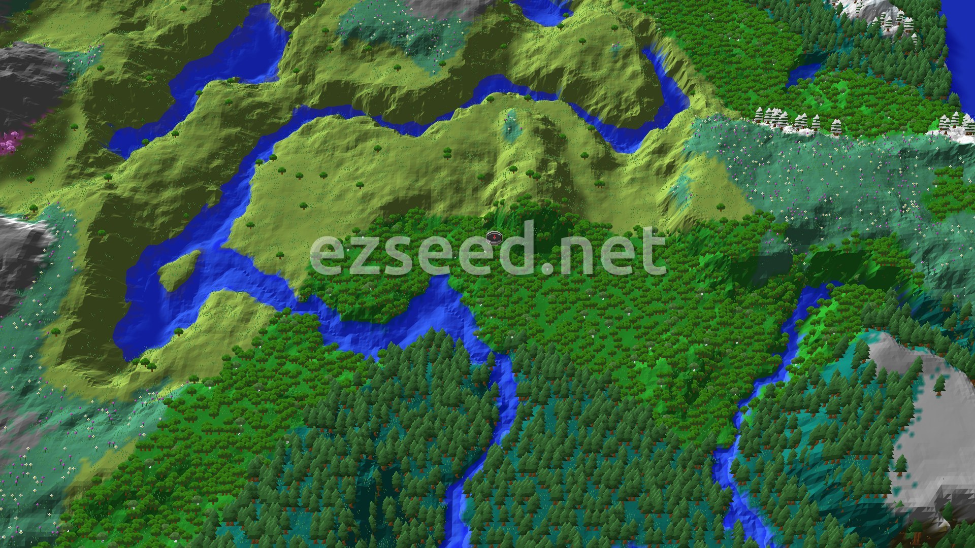 Aerial Minecraft seed map — Ancient City Not Far From Spawn