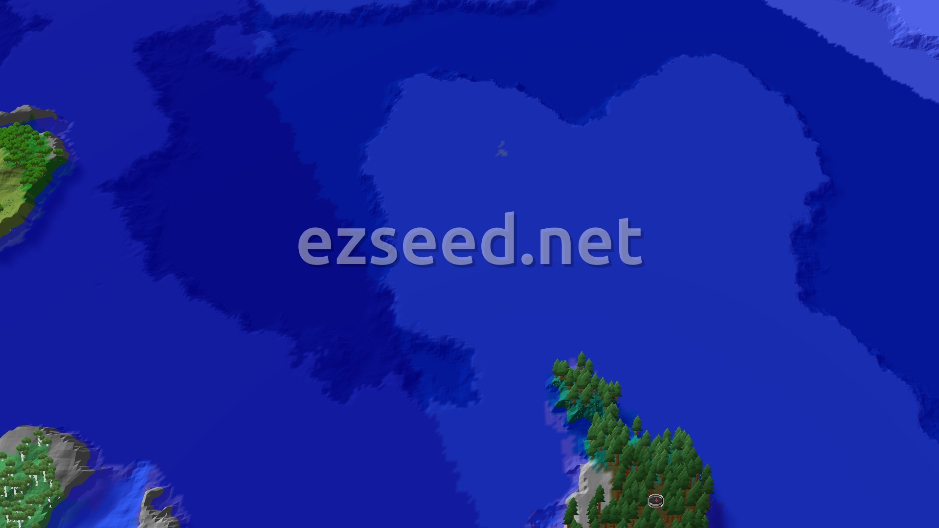 Aerial Minecraft seed map — Spawn in Taiga, Explore Nearby Ocean Structures