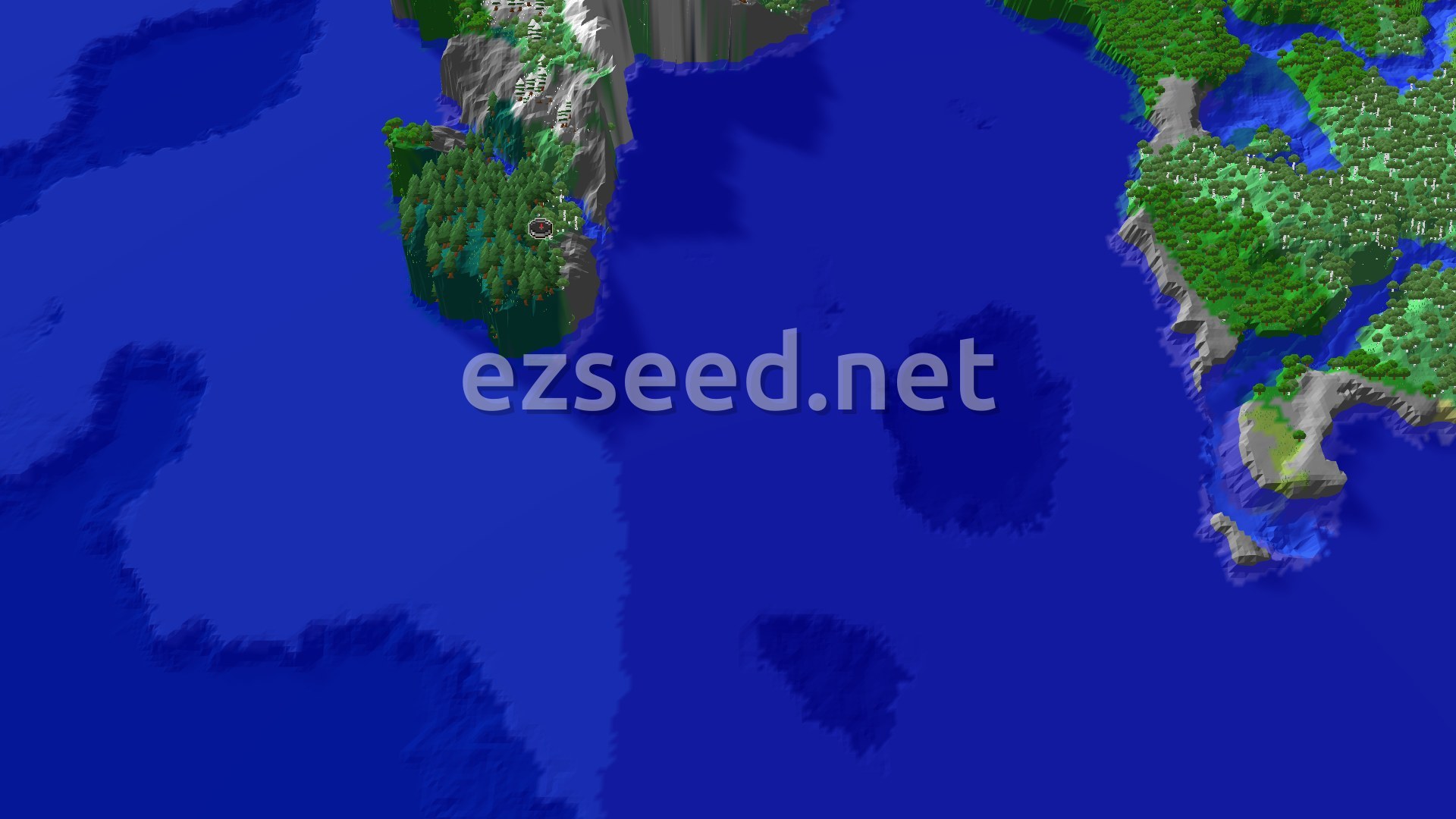 Aerial Minecraft seed map — Ancient City Underneath a Birch Forest Island