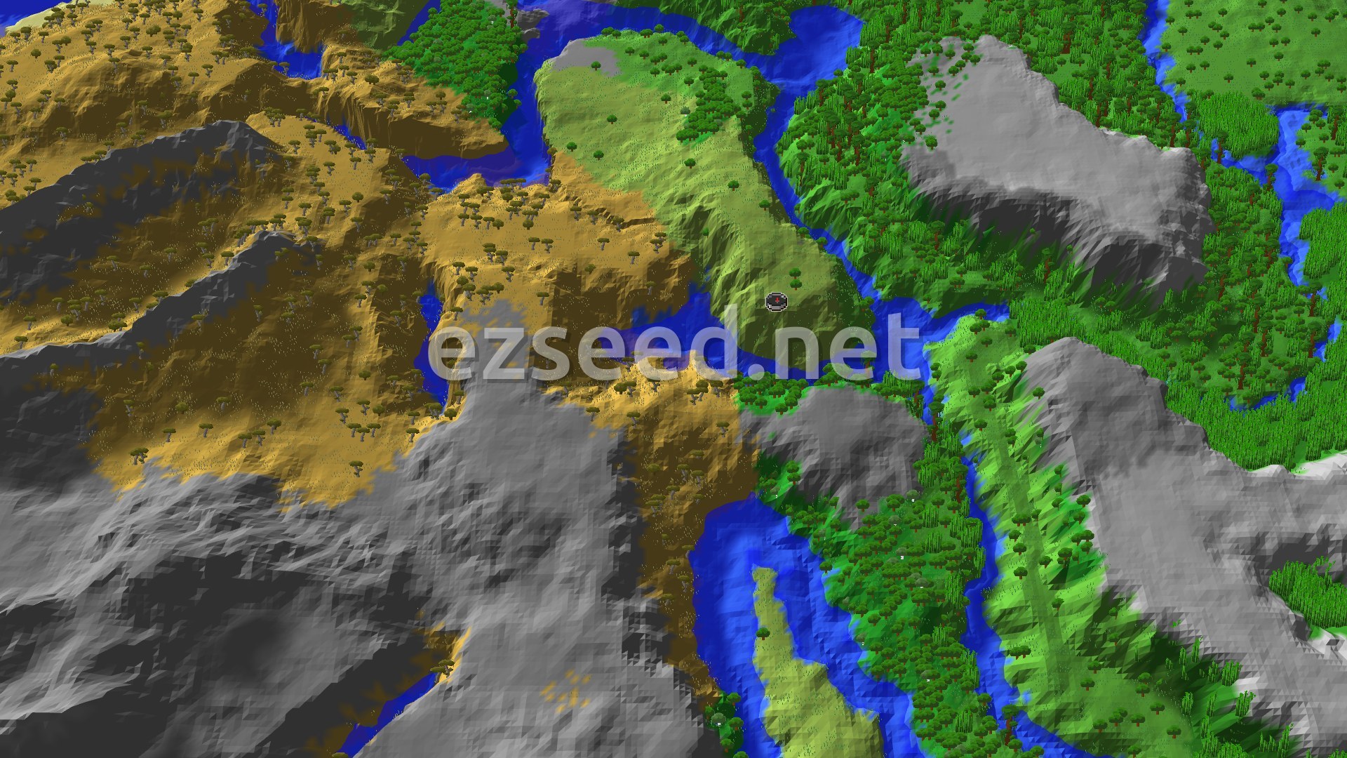 Aerial Minecraft seed map — Ancient City and Jungles Near Plains Spawn