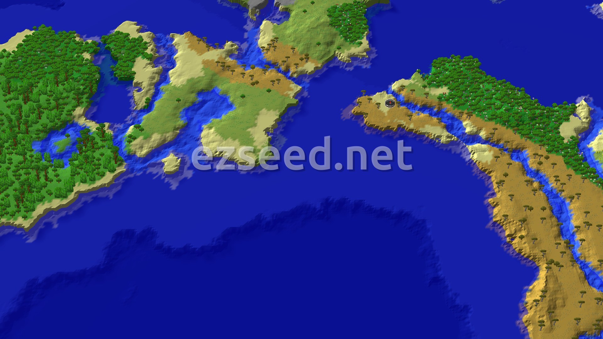 Aerial Minecraft seed map — Flower Forest and Coastal Exploration