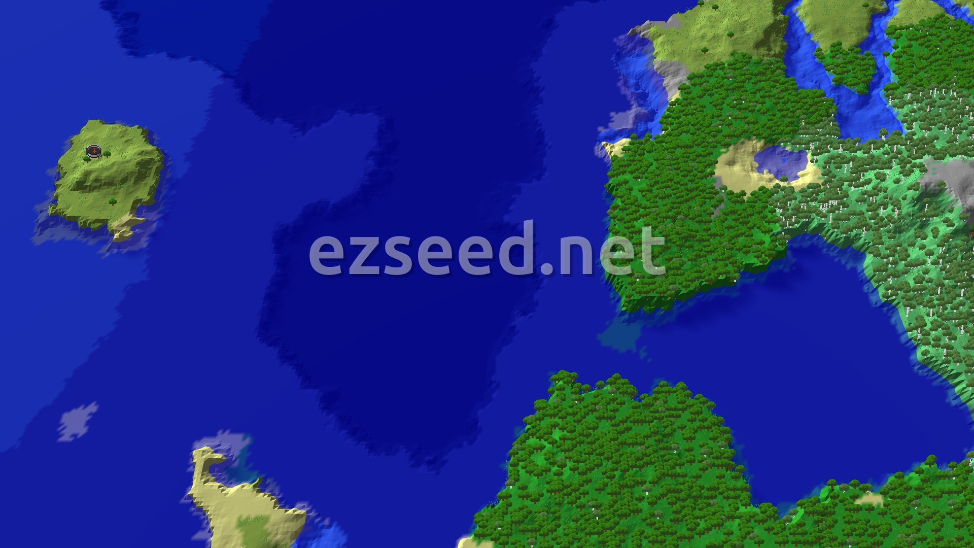 Aerial Minecraft seed map — Spawn in Plains with a Nearby Trail Chambers