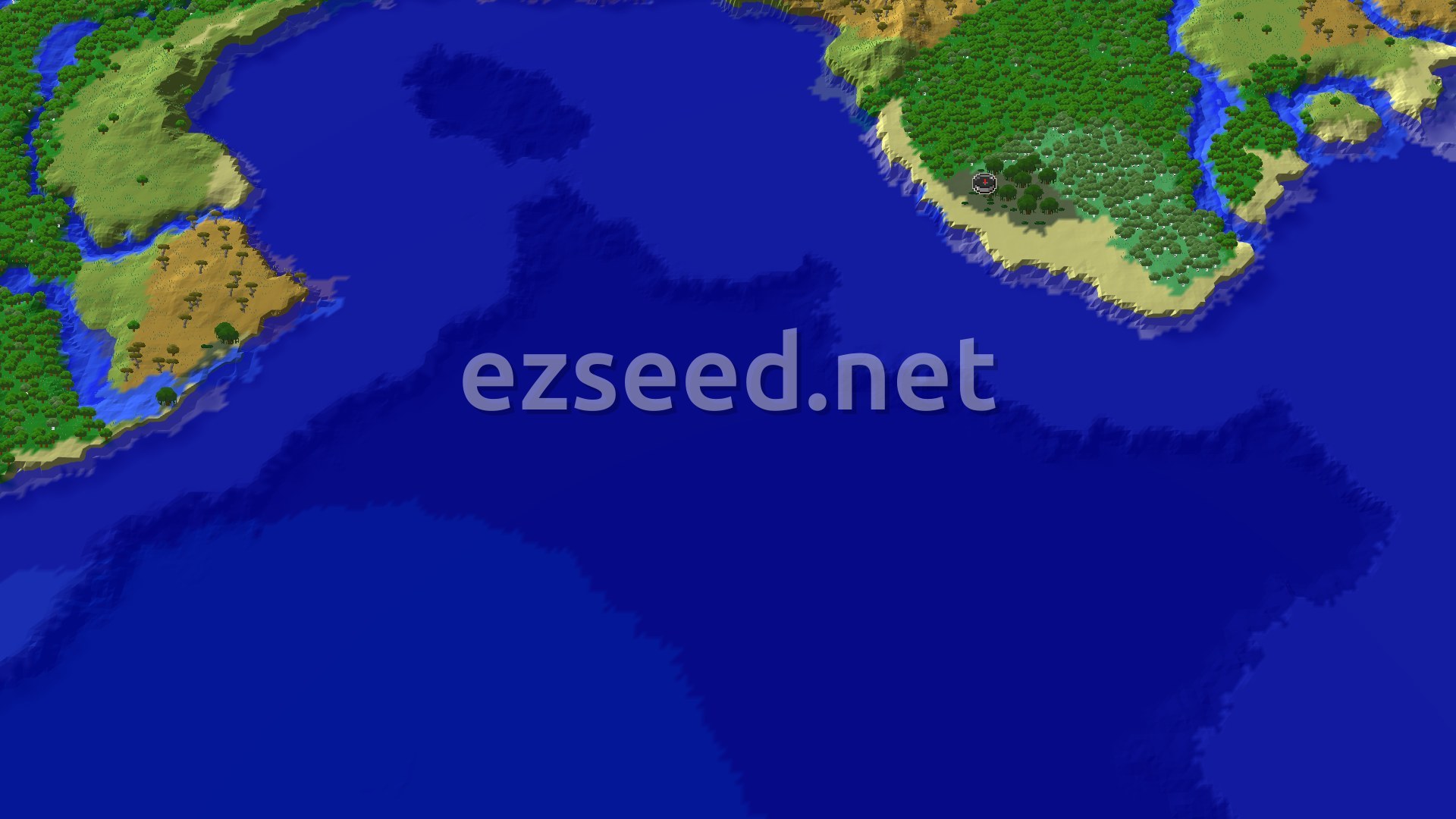 Aerial Minecraft seed map — Trial Chambers Near a Coastal Forest