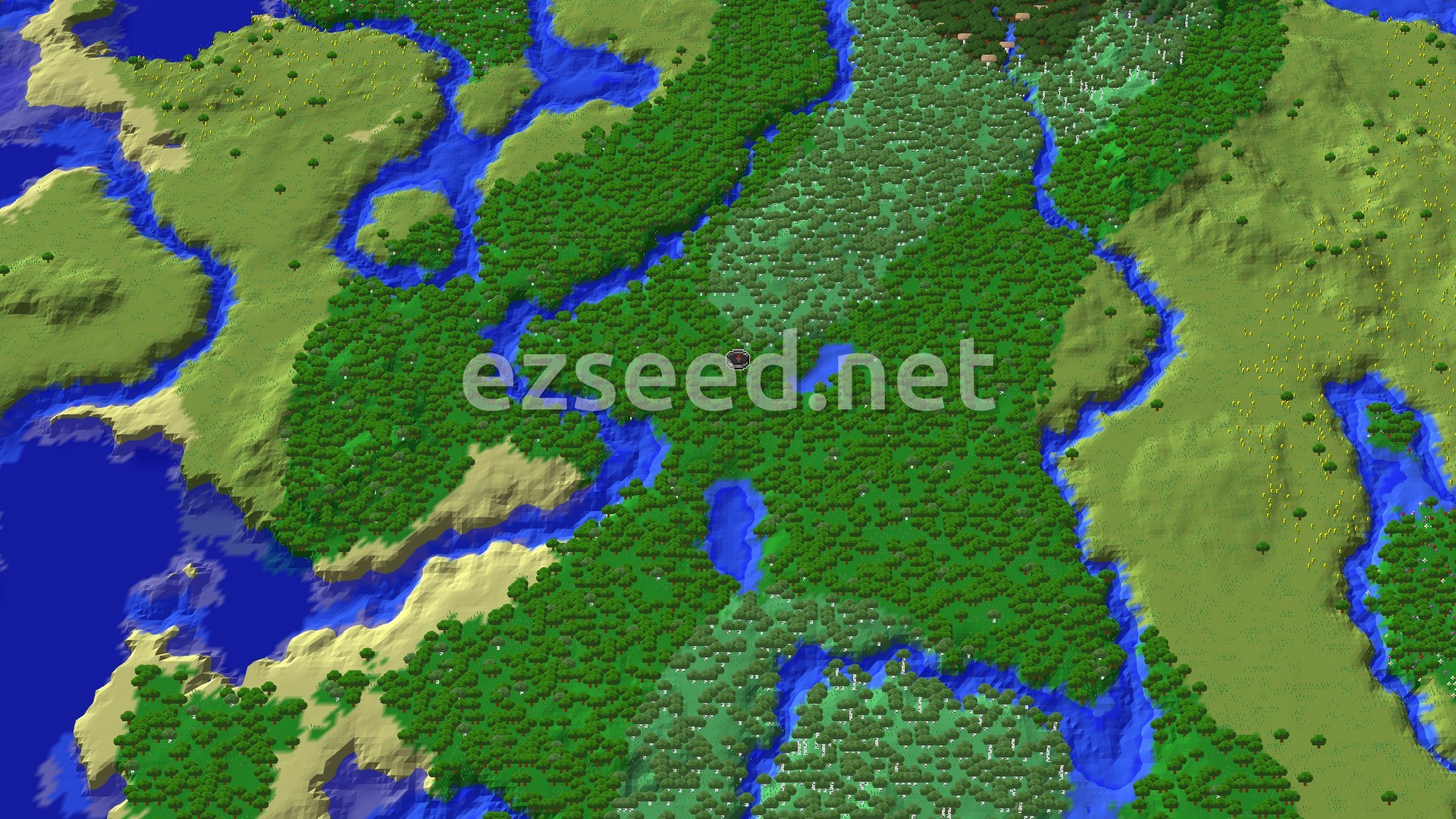 Aerial Minecraft seed map — Spawn in Forest with Nearby Trial Chambers