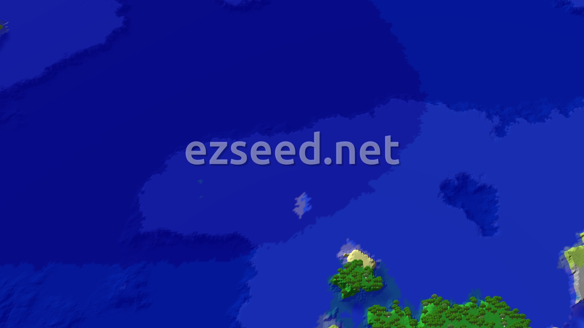 Aerial Minecraft seed map — Trial Chambers and Ocean Monument Near Forest Spawn