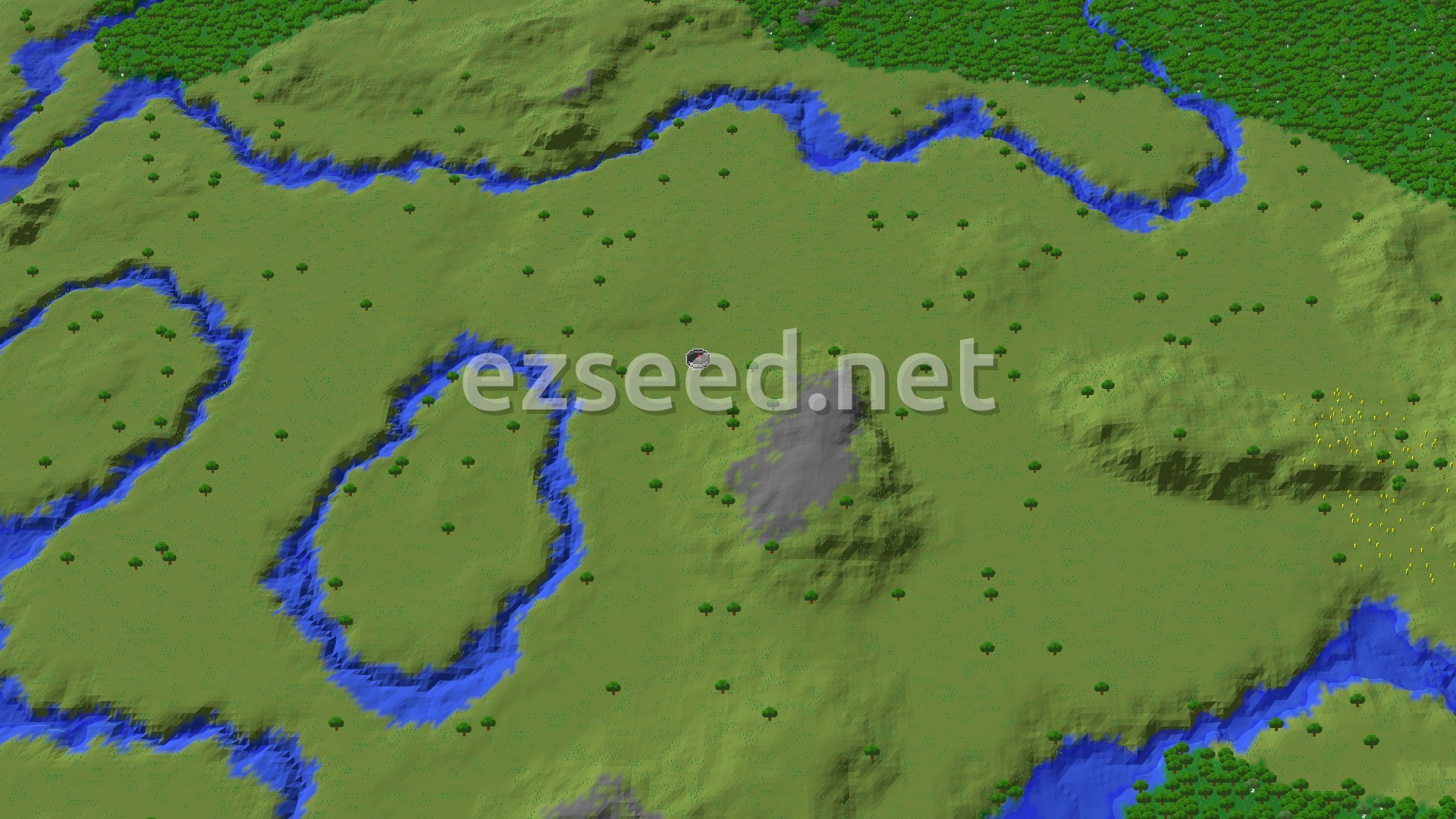 Aerial Minecraft seed map — A Humble Spawn with a Swift Village Start
