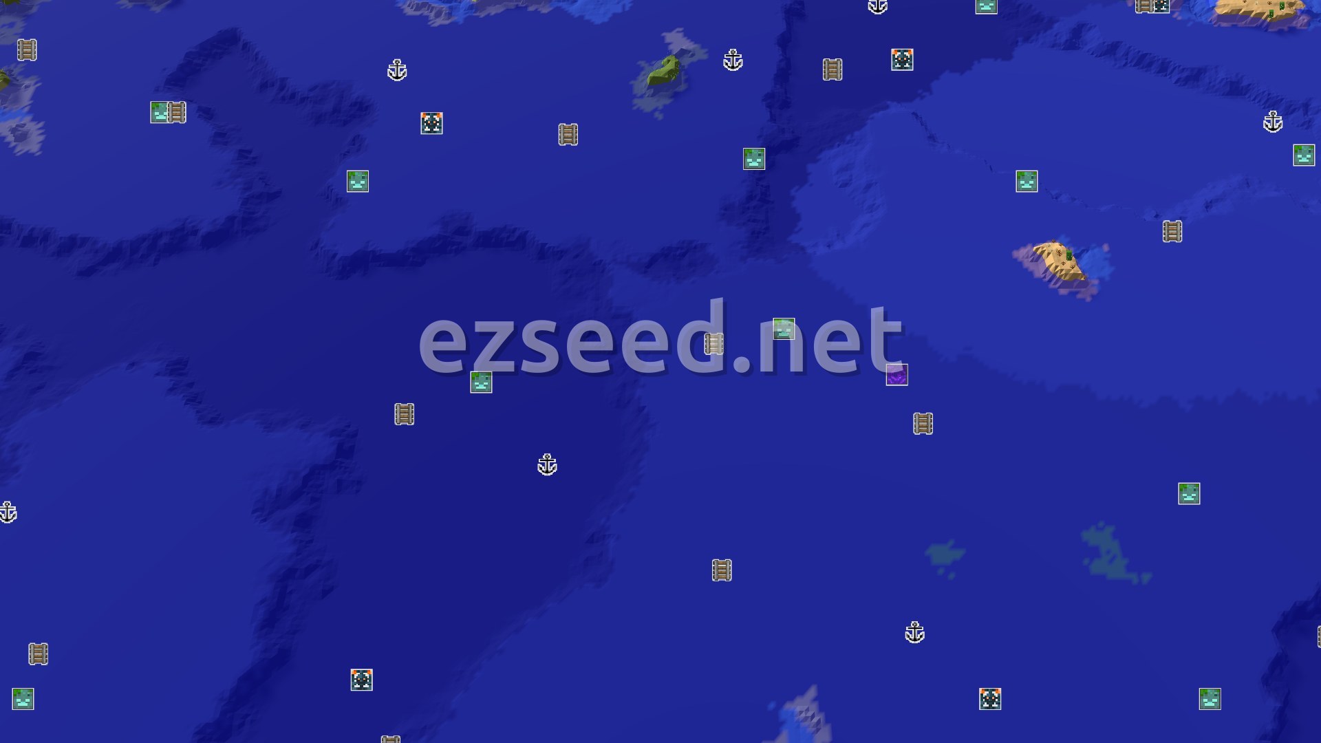 Aerial Minecraft seed map — Ocean Exploration with Jungle and Early Treasure Opportunities