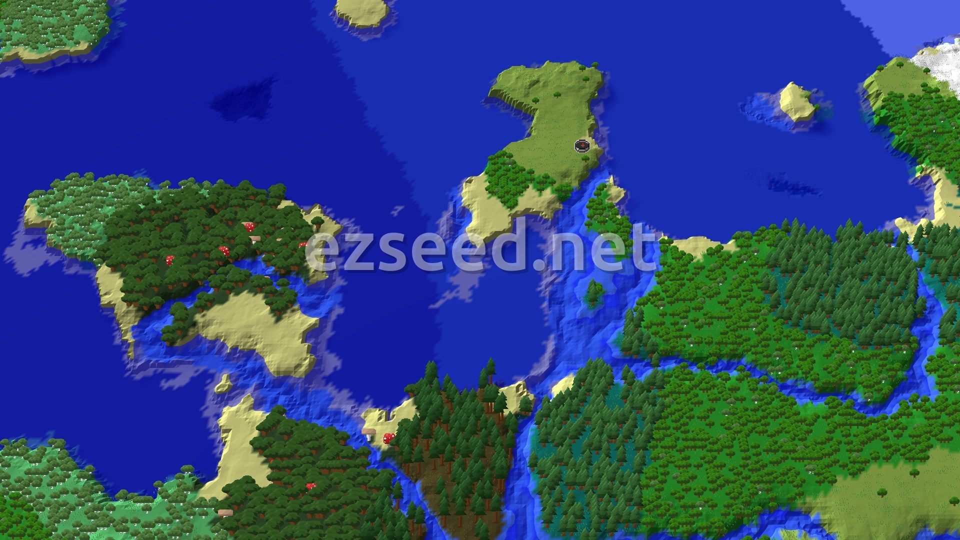 Aerial Minecraft seed map — A Great Seed for Coastal Exploration and Forest Living