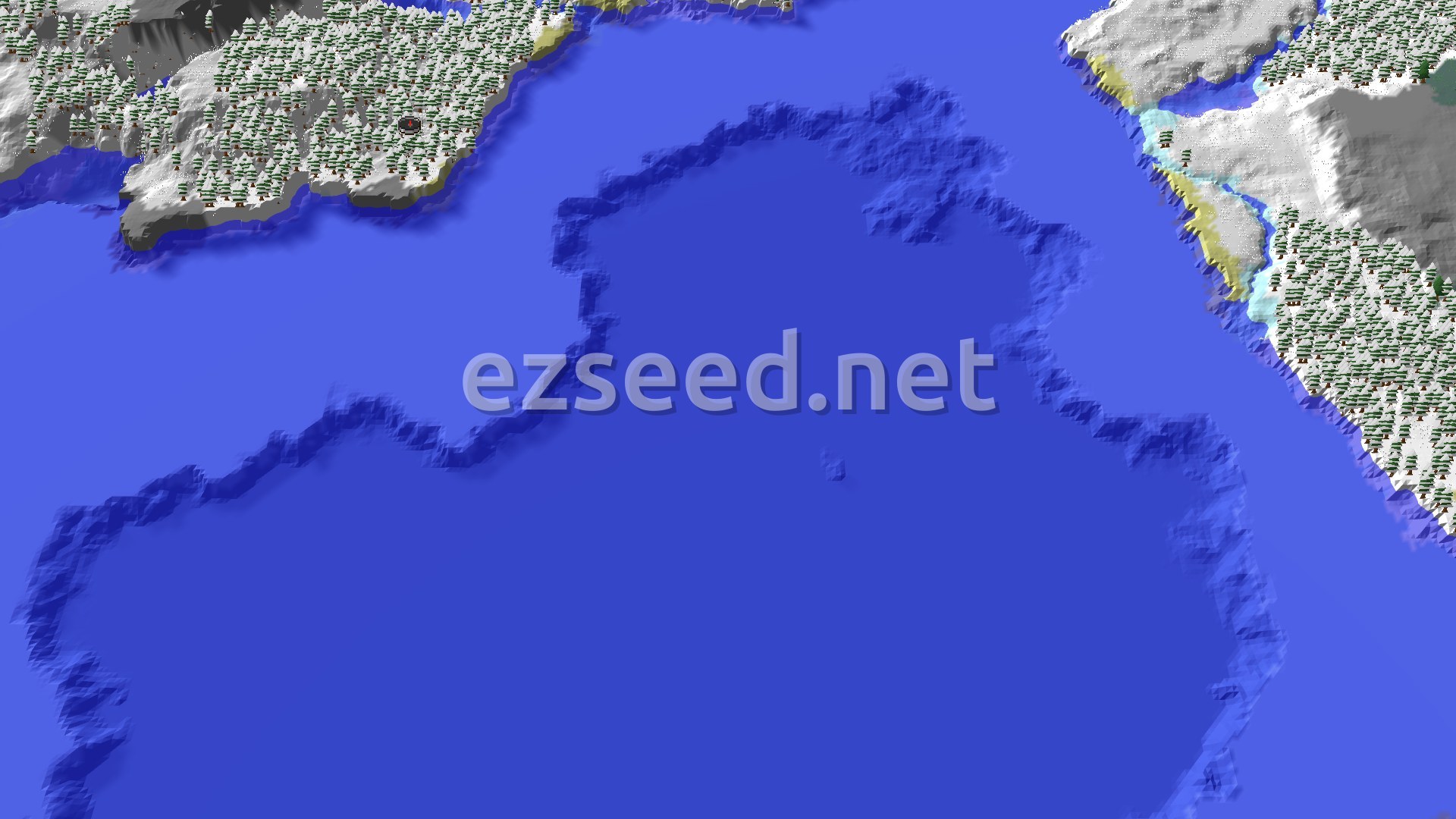 Aerial Minecraft seed map — Snowy Taiga Spawn with Nearby Trial Chambers