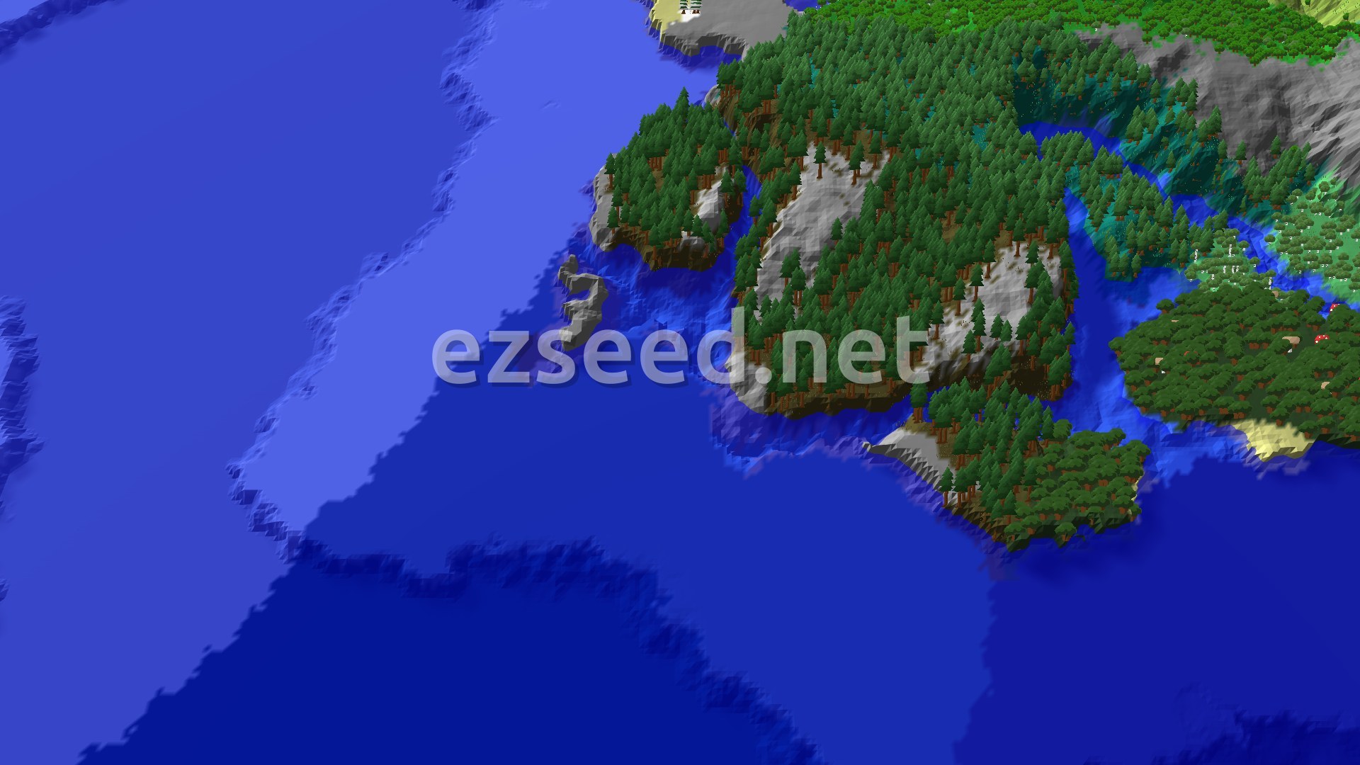 Aerial Minecraft seed map — Dark Forest Spawn with Trial Chambers Nearby