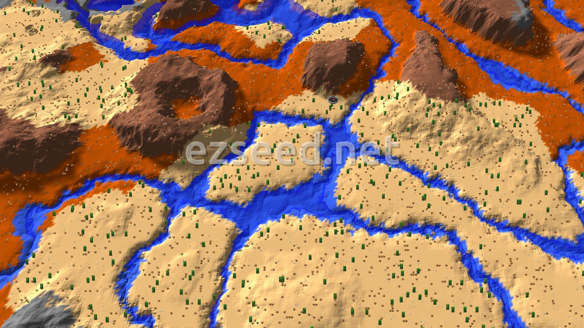 Aerial Minecraft seed map — Ancient City Not Far From Badlands Spawn