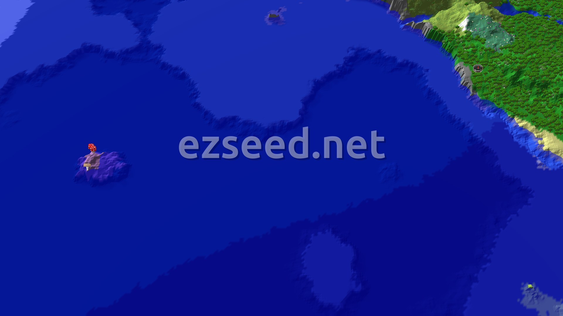 Aerial Minecraft seed map — Forest Spawn with Nearby Trial Chambers