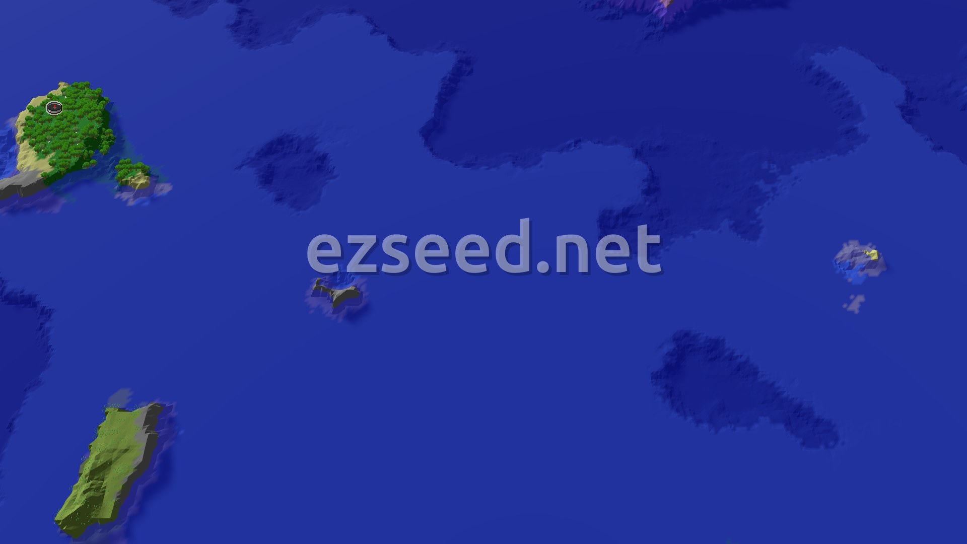 Aerial Minecraft seed map — An Ocean Start with Close-By Structures