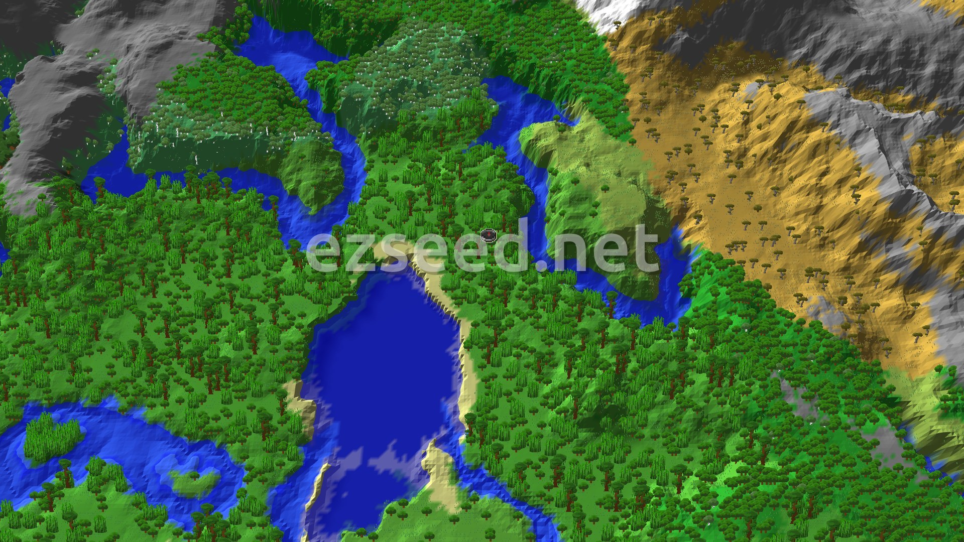 Aerial Minecraft seed map — Ancient City Not Far From Jungle Spawn