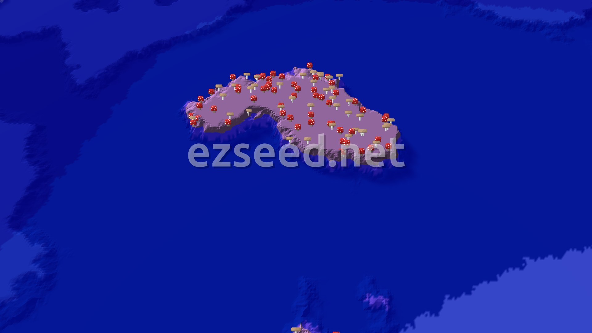 Aerial Minecraft seed map — Mushroom Island and Trial Chambers Near Spawn