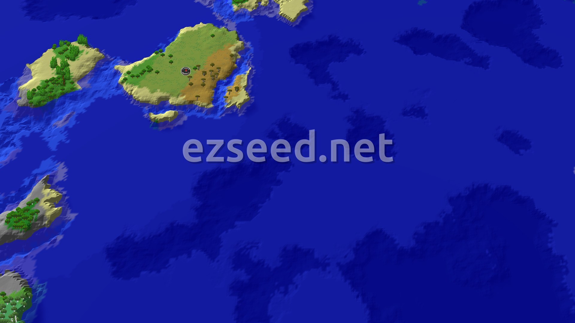 Aerial Minecraft seed map — Woodland Mansion Over a Kilometre From Spawn