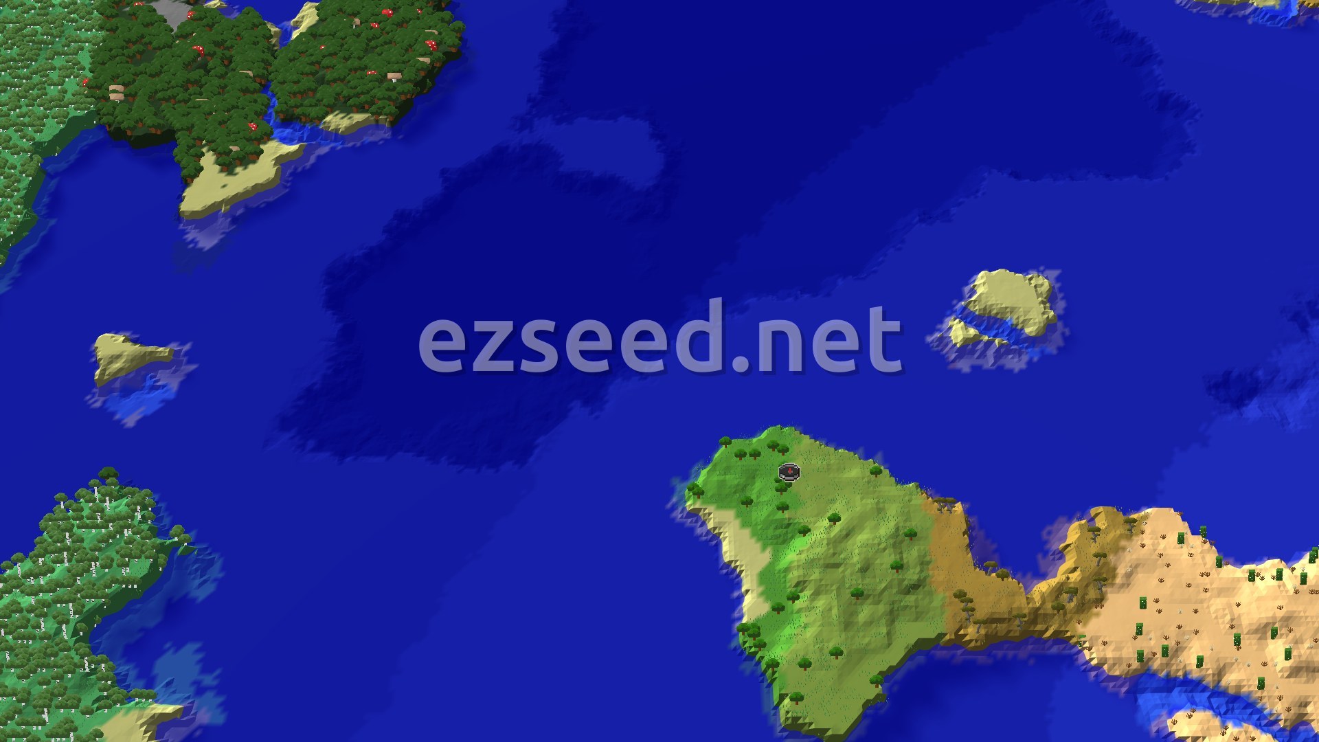 Aerial Minecraft seed map — Ocean Sprawl with Sparse Jungle and Nearby Chambers