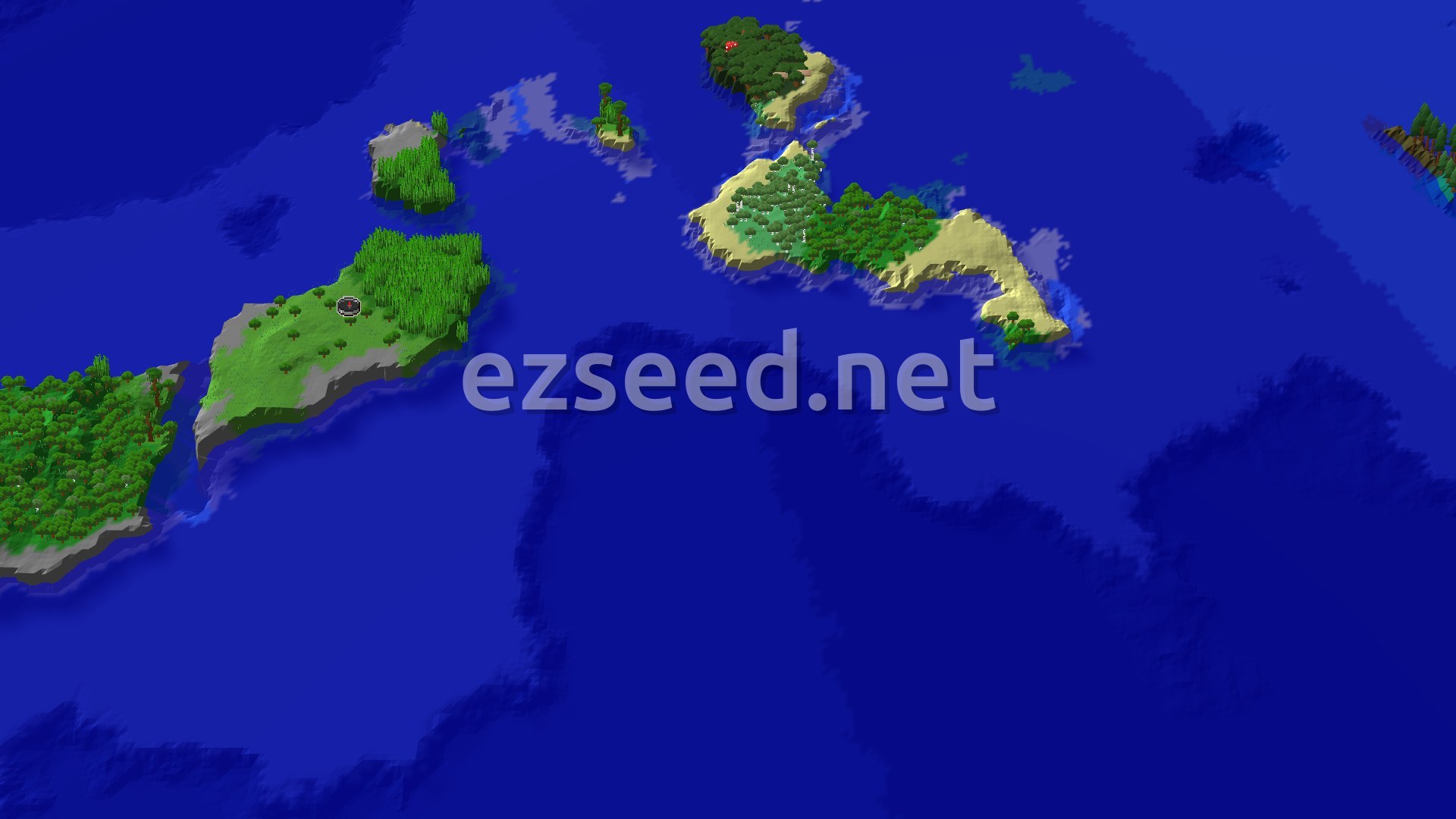 Aerial Minecraft seed map — Island Jungle Spawn with Close Trial Chambers