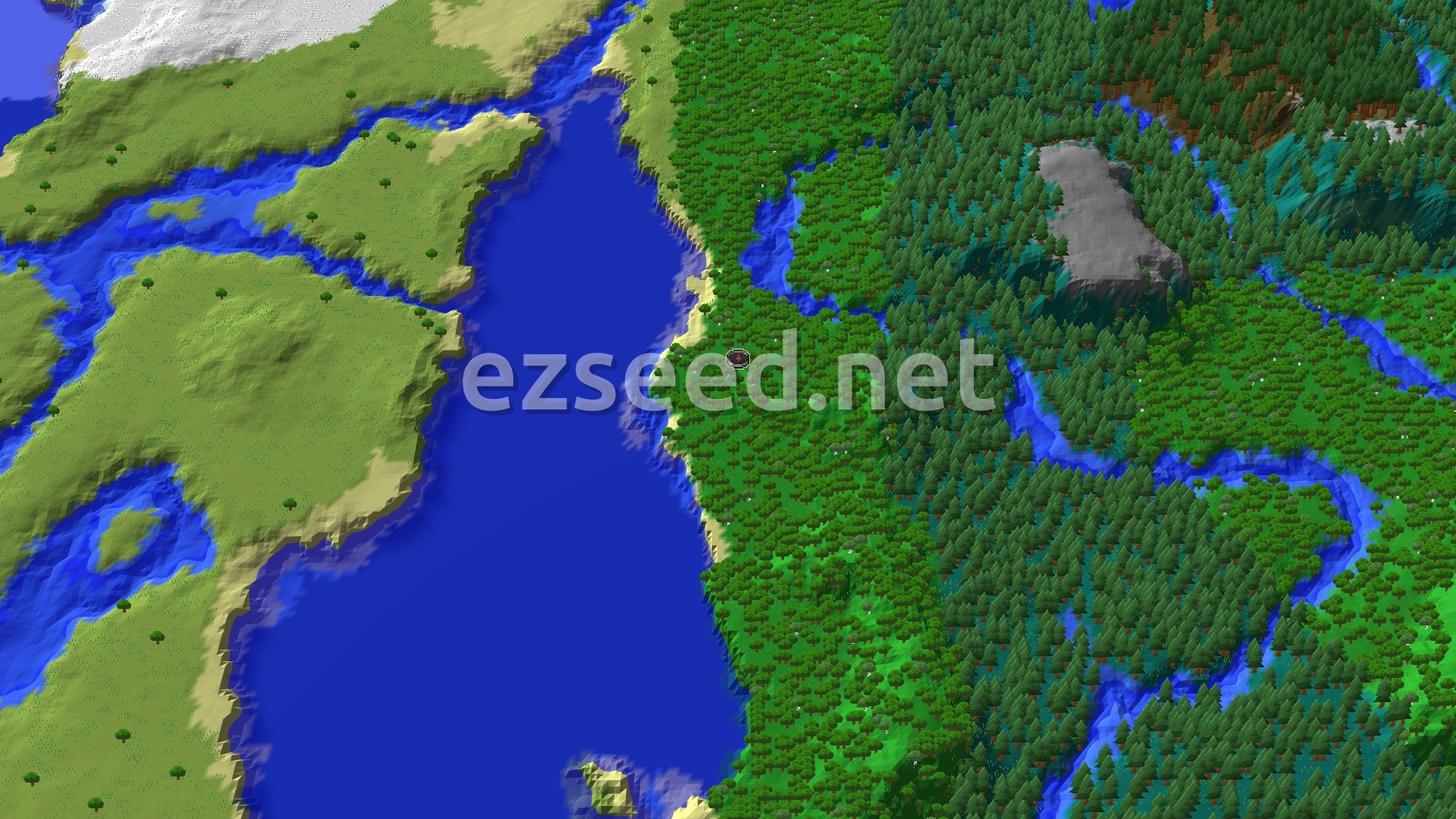 Aerial Minecraft seed map — Forest Spawn with Nearby Trial Chambers
