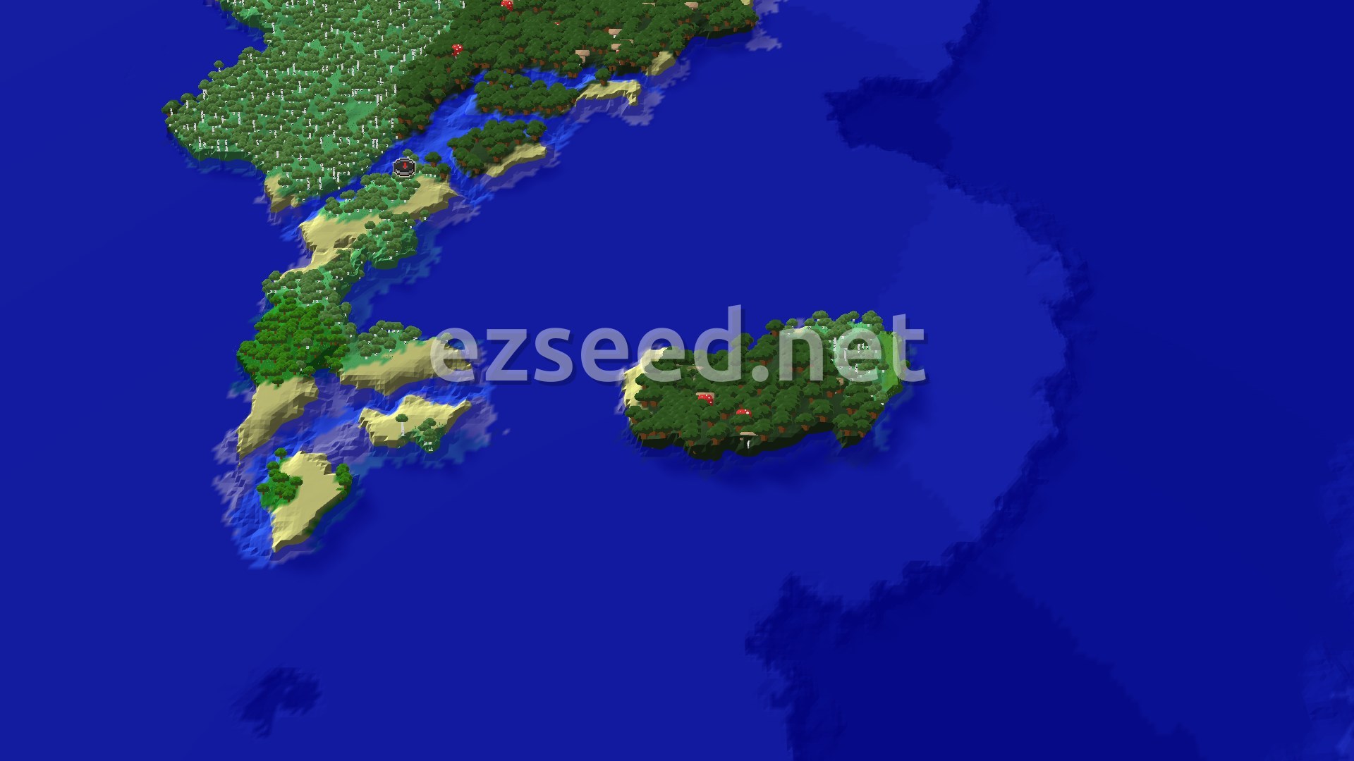 Aerial Minecraft seed map — Spawn in a Birch Forest with Nearby Trial Chambers