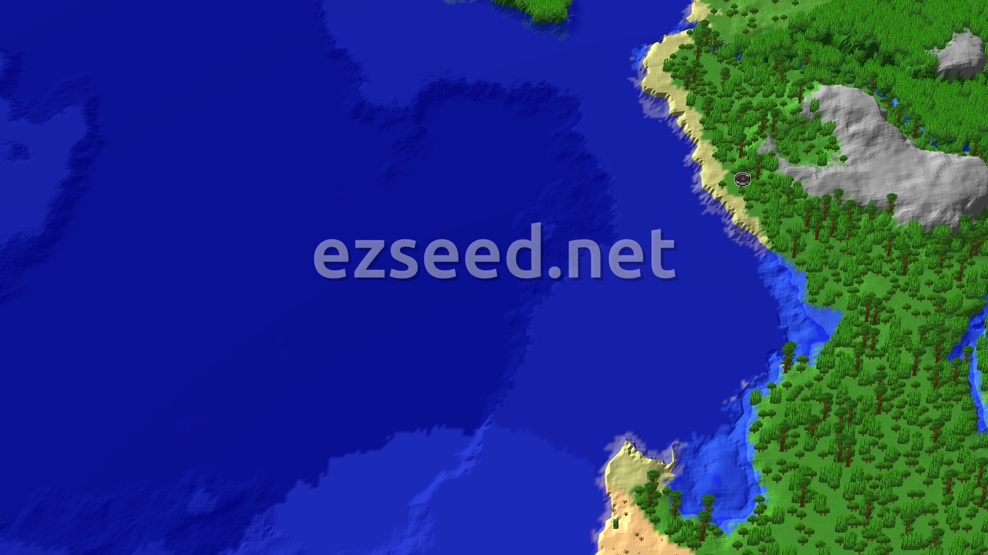 Aerial Minecraft seed map — Jungle Temple and Lush Caves Near Spawn
